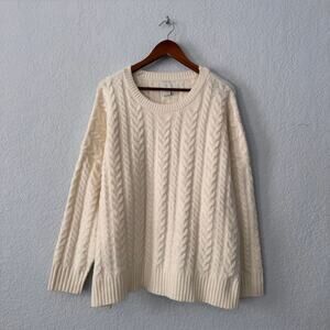 joie cream long sleeved soft cable crewneck sweater size 2x